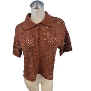 3/$25 Wild Fable Size XXS Chocolate Knit Short Sleeve Cardigan